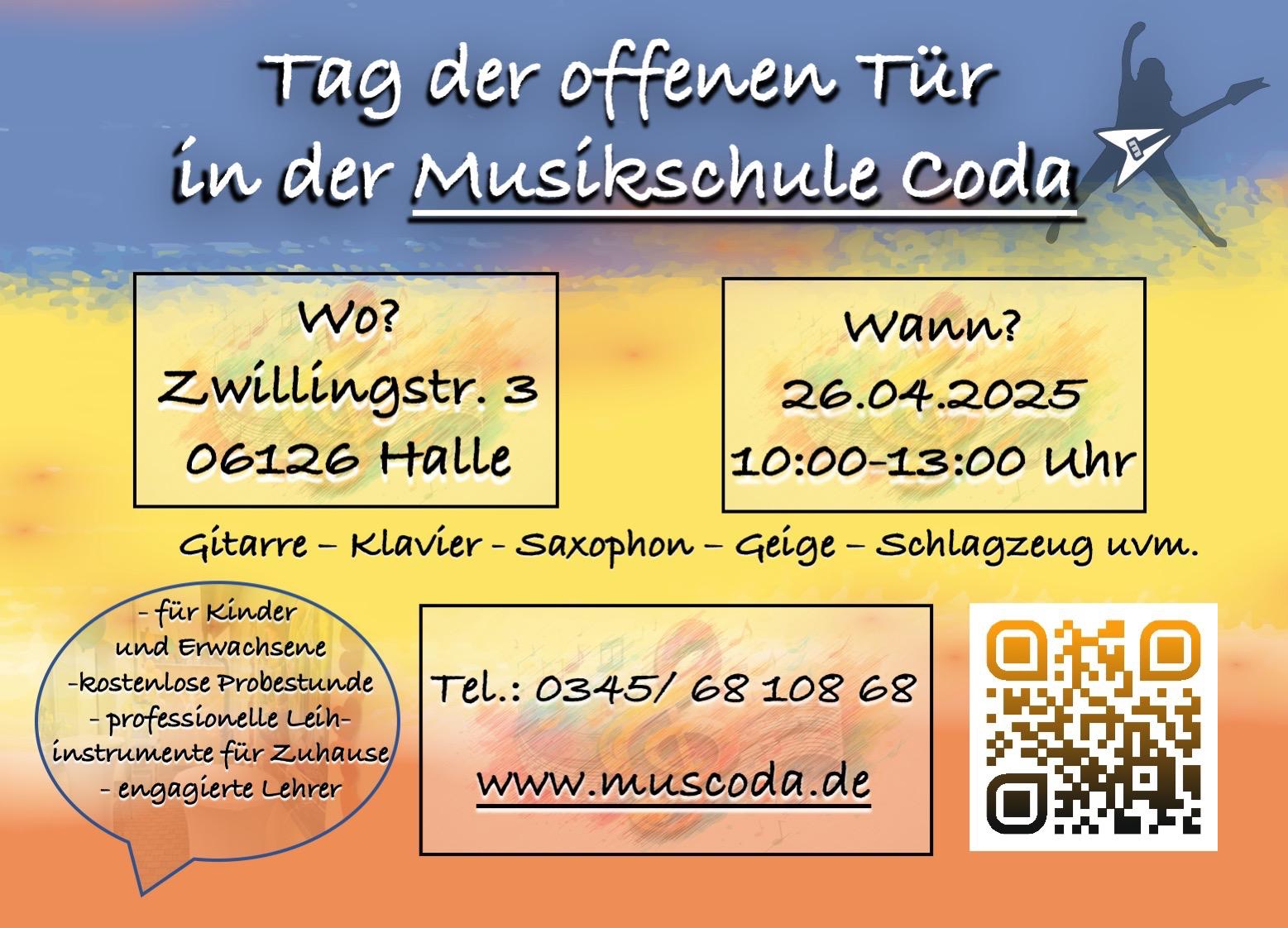 Muscodal Tag der offenen tür am 26.04.25 | Musikschule Coda